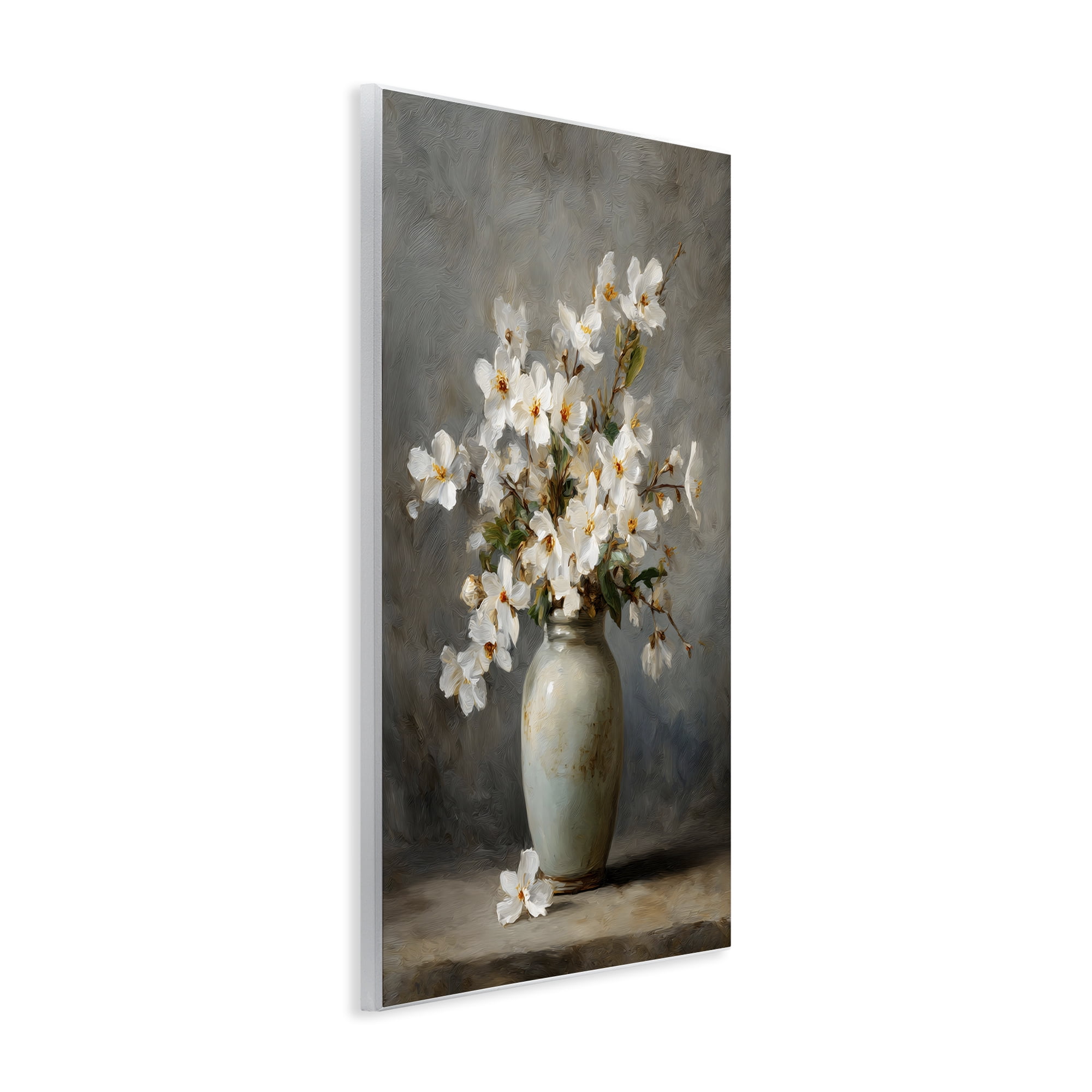 Stupell Industries Full White Flowers in Vase Wall Plaque Art, design by Petal Prints Design