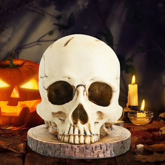 Peggybuy Counter Top Skull Knives Holders Resin Skeleton Decoration Halloween Skull Decor