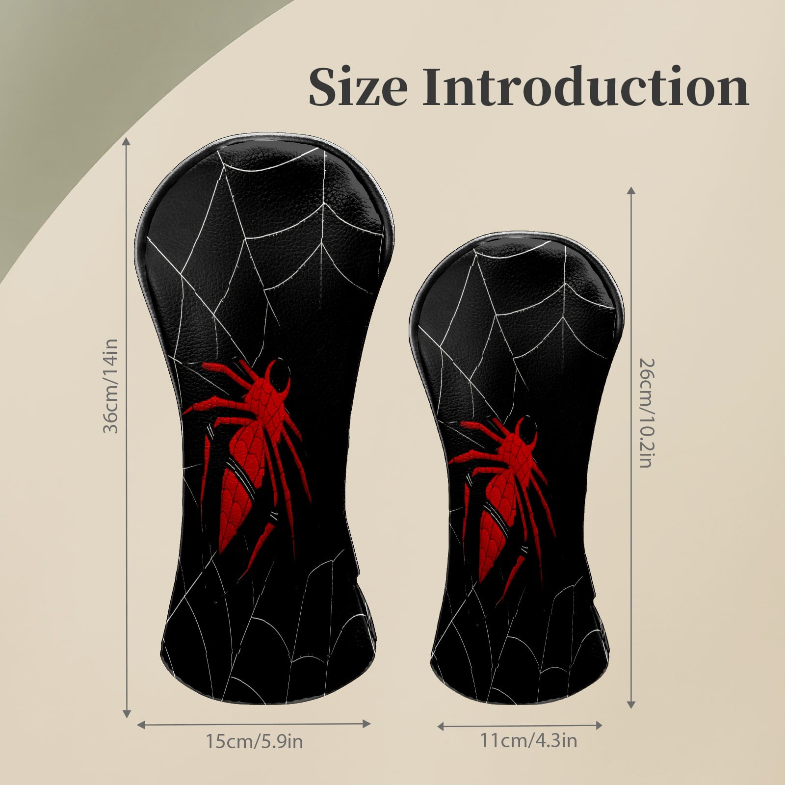 Golf Club Head Covers Dark Web Spider Print Waterproof Leather Golf Head Covers for Men Women Driver Head Cover Fairway Headcover for Golf Lovers