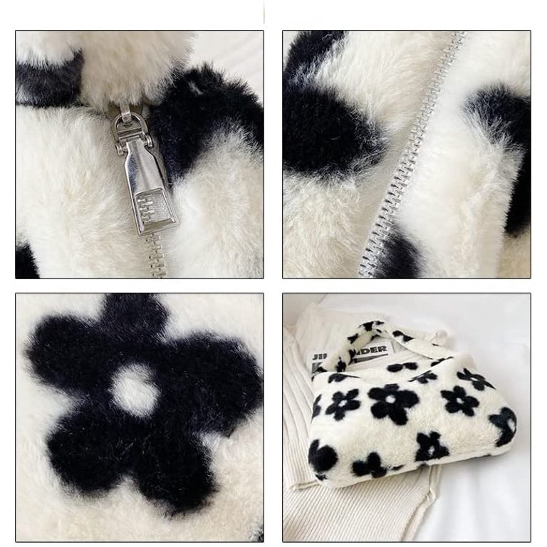 Y2K fluffy flower shoulder bag