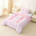 thumbnail image 2 of Manfei Pink Personalized Initial H Twin Comforter Sets,Abstract Geometric Stripes Bedding Set,Pink Reversible,2pcs,1 Comforter and 1 Pillowcase, 2 of 7