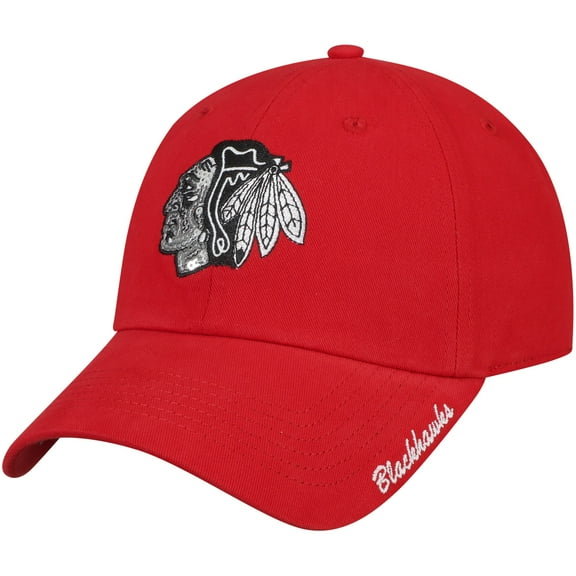Women's Red Chicago Blackhawks Team Color Sparkle Adjustable Hat - OSFA