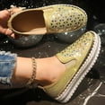 thumbnail image 5 of Xfvqtps Womens Rhinestone Loafers Slip on Shoes Chunky Sole Round Toe Low Heel Casual Footwear for Parties and Daily Wear Yellow, 5 of 9