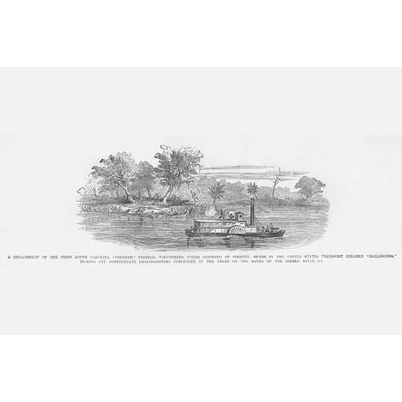 First South Carolina Colored Volunteers on Transport Darlington-Fine Art Canvas Print (20" x 30")