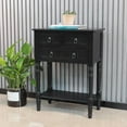 thumbnail image 2 of Entryway Table with Storage, Rustic Small Console Table w/ 3 Drawers & Open Bottom Shelf, Skinny Wood Console Table, Narrow Sofa Side Table for Living Room, Foyer, Entry Table, Black, 2 of 7