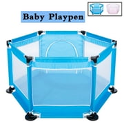 SAYFUT Playpen for Baby, Kids 6 Sides Portable Baby Playpen, Indoors or Outdoors Child Playpen Fence,Breathable Mesh for Babies Toddler Newborn Infant (Without Balls)