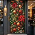 thumbnail image 4 of Cififendec Christmas Door Cover, Festive Poinsettia Bauble Printed Door Tapestry for Front Door and Porch Xmas Holiday Decor, 70.87", 4 of 6