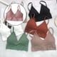 thumbnail image 3 of camisero con cuello en mujer, sin costuras acolchado con correas para dormir con correas elásticas para yoga, spa Marrón Macarena Chaleco Bralette para mujer, 3 of 7