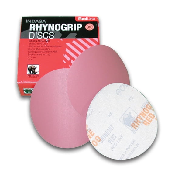 Indasa 5" Hook and Loop Sanding Discs, 220 Grit, 50 Count - Rhynogrip Red Line (510 Series)