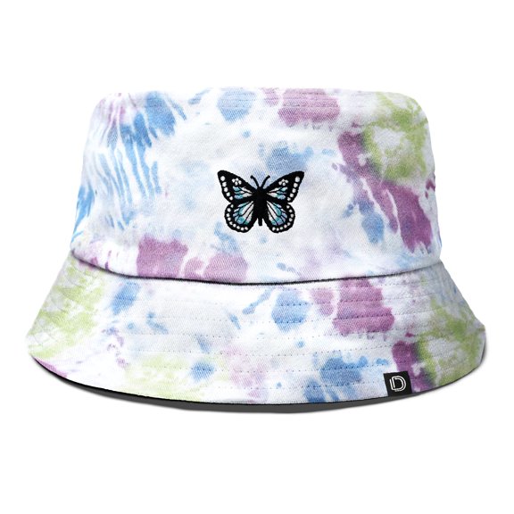 Dalix Butterfly Tie Dye Bucket Hat Cotton Embroidery Casual Outdoor Style Womens in Tie Dye Green XL X-Large