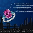 thumbnail image 2 of Gem Stone King 6.80 Ct Oval Pink Created Sapphire London Blue Topaz 925 Sterling Silver 3-Stone Engagement Ring, 2 of 6