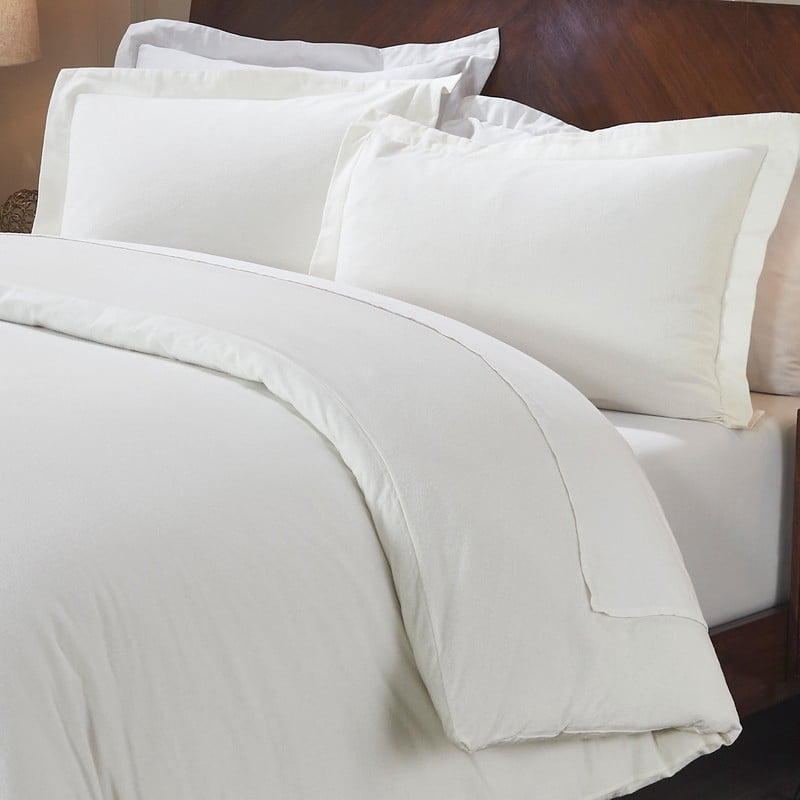 Superior Cotton Flannel Solid Duvet Cover Set, Full/Queen, Ivory