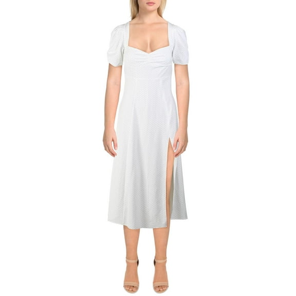 Danielle Bernstein Womens Polka Dot Puff Sleeves Slip Dress
