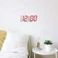 thumbnail image 3 of Digital 3D LED Big Wall Desk Alarm Clock Snooze 12/24 Hours Auto Brightness with temperature USB Battery Red, 3 of 7