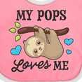 thumbnail image 4 of Inktastic My Pops Loves Me with Sloth and Hearts Boys or Girls Baby Bib, 4 of 4