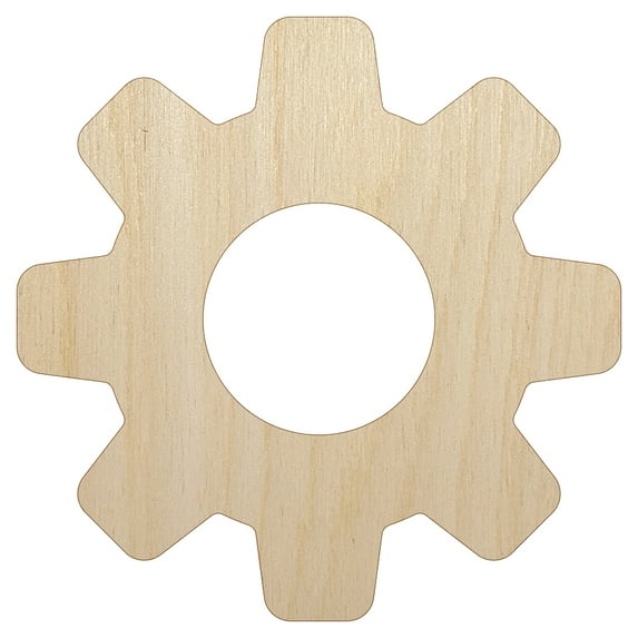 Gear Solid Wood Shape Unfinished Piece Cutout Craft DIY Projects - 4.70 Inch Size - 1/8 Inch Thick
