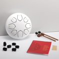 thumbnail image 3 of Steel Tongue Drum, 6 Inch 8 Note Steel Hand Drum with Bag, Music Book, Drumsticks, Mallet Holder and Finger Paddles, for Camping, Meditation or Yoga .(White), 3 of 11