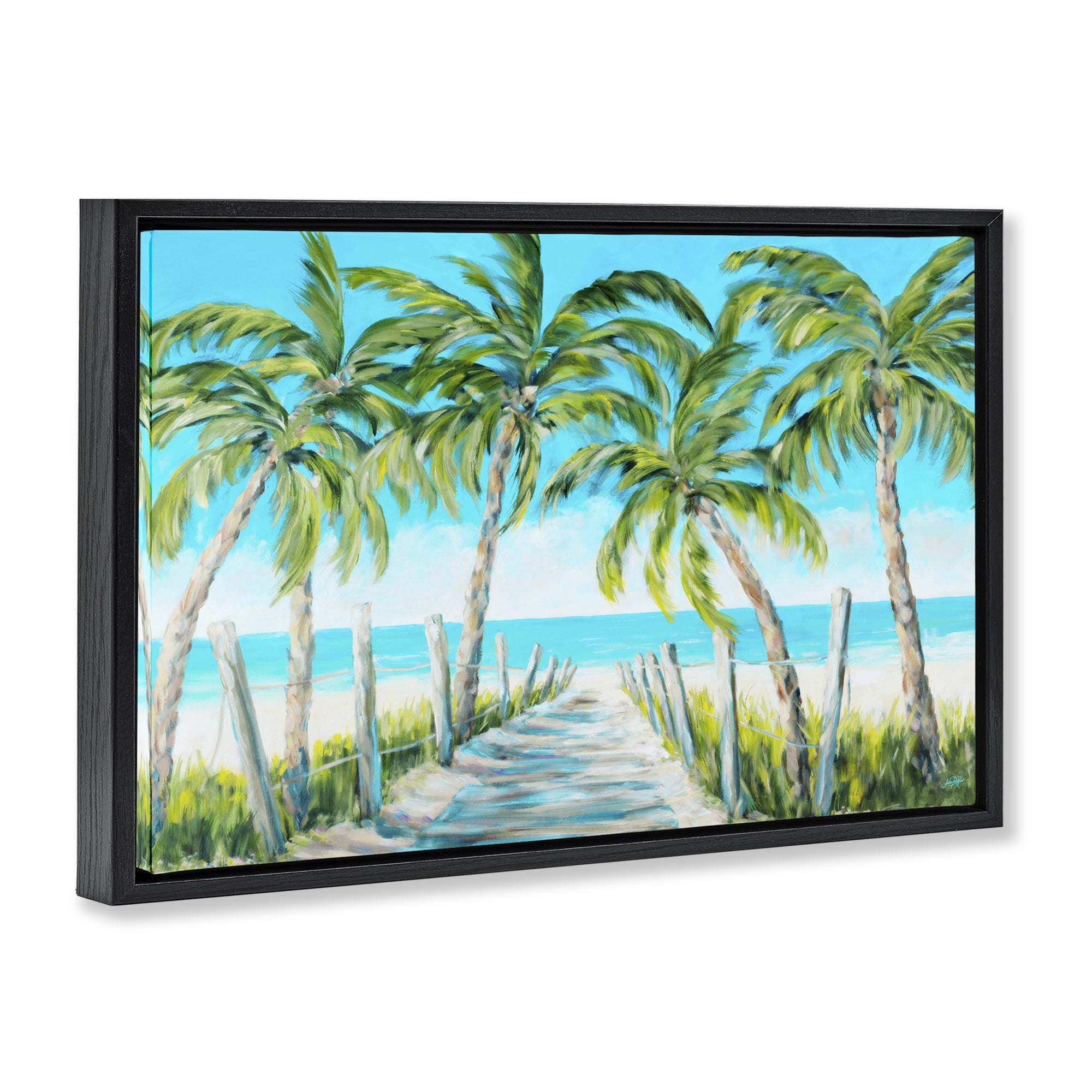 Stupell Industries The Path To Paradise Black Framed Floater Canvas Wall Art, design by Julie DeRice