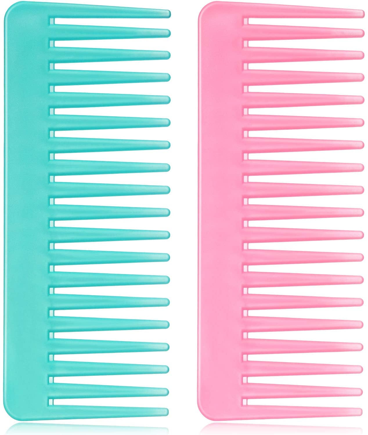 Large Hair Detangling Comb Wide Tooth Comb for Curly Hair Wet Dry Hair, No Handle Detangler Comb Styling Shampoo Comb (Cyan, Pink)
