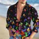 thumbnail image 1 of Camisa de hombre con solapa de manga larga, primavera y verano, estampado creativo de mariposas, flores y pájaros en 3D, informal y cómoda, 1 of 6