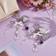 thumbnail image 4 of 2Pcs Keychain Purse Charms Plastic Imitation Pearl Acrylic Alloy Pendant Heart Bowknot Charms with Alloy Swivel Clasps, 4 of 5