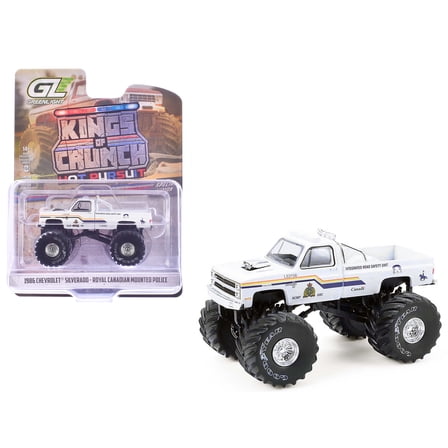 1986 Chevrolet Silverado Monster Truck Royal Canadian Mounted Police White w/Stripes 1/64 Scale Diecast Model Cars by Greenlight