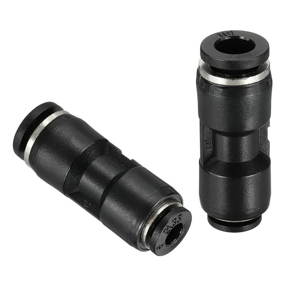 Uxcell 2 Pcs Push to Connect Fittings Reducing 5/32" Tube OD x 1/4" Tube OD Straight Pneumatic Quick Connector, Black