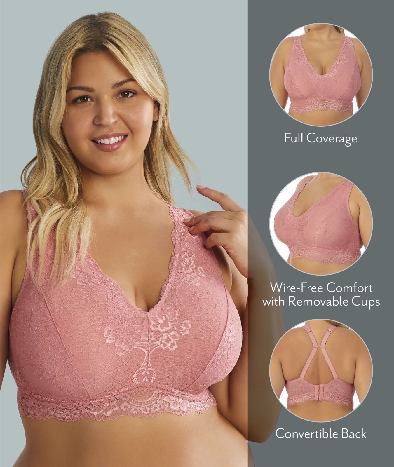 DreamFit Underwear for Women Plus Size Full Coverage Wireless Lace