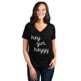 thumbnail image 2 of Hey Girl Heeyyy Women's Fashion Relaxed V-Neck T-Shirt Tee Heather Black X-Large, 2 of 5