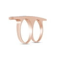 thumbnail image 5 of Round Cut Sparkling White Cubic Zirconia Sideway Bar Two Finger Ring In 14k Rose Gold Over Sterling Silver Ring For Women Ring Size-7.5, 5 of 7