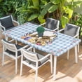 thumbnail image 2 of Easter Bunny Table Cloths for 6 Foot Rectangle Tables, Spring Easter Eggs Chick Floral Blue Check Patio Waterproof Elastic Fitted Tablecloths, Washable Rectangular Table Cover for Camping, 2 of 8