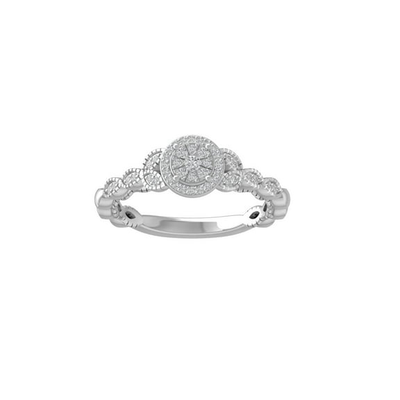 Araiya Fine Jewelry 14K White Gold Round-shape Lab Grown Diamond Cluster Engagement Ring ( 1/5 cttw, D-F Color, VS Clarity) Size 5.5