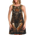 thumbnail image 1 of Vsdgher Robe d'Été Imprimée Tigre dans la Forêt de Feuilles Tombées pour Femmes, Robe de Plage Décontractée Sans Manches avec Poche, 1 of 7