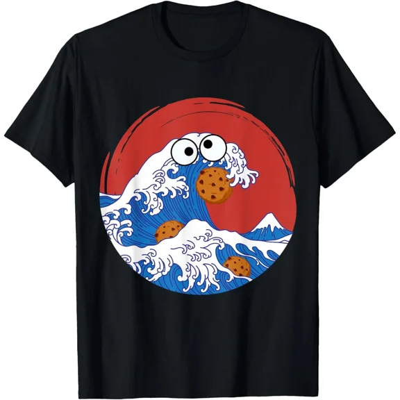 Great Wave Cookie Monster Parody Funny Japanese Art Unisex T-Shirt, up to size 5XL