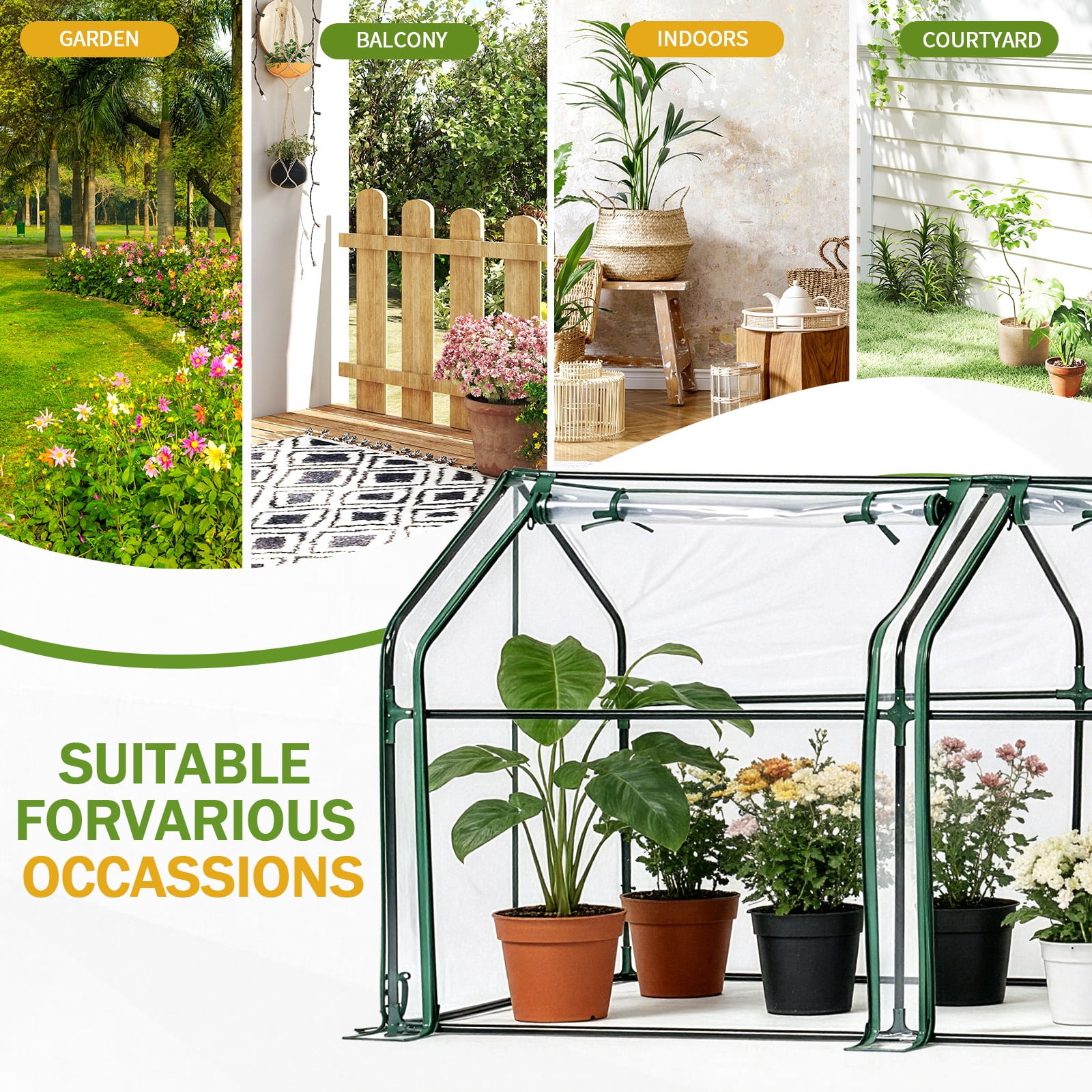 Xilee Mini Greenhouse for Outdoor,Portable Small Tunnel Greenhouses,PVC Cover Plant Hot House for Flowers, Seed and Vegetables Protection with Roll-up Zippered Doors for Patio Balcony Backyard