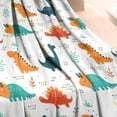 thumbnail image 3 of White Cartoon Dinosaurs Pattern Blanket,Comfortable Soft Flannel Throw Blanket,All Season,Warm Lightweight Blankets for Sofa Bed Couch Living Room Chair,30"x40", 3 of 4