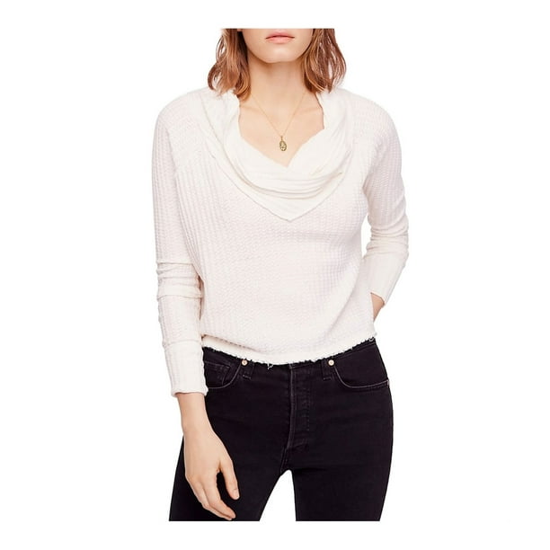 Free People - Suéter térmico de cuello ancho para mujer, color blanco roto, extra pequeño Free People Térmico