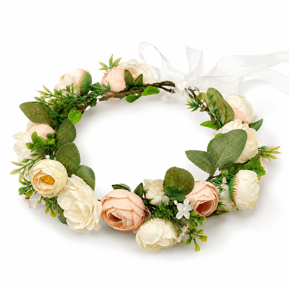 Flower Crowns for Women Wonderful Green Leaf Floral Crown Eucalyptus Flower Women Girls Headband Flower (Champagne)