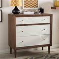thumbnail image 2 of Baxton Studio Harlow Commode à 3 Tiroirs en Blanc et Noyer, 2 of 4