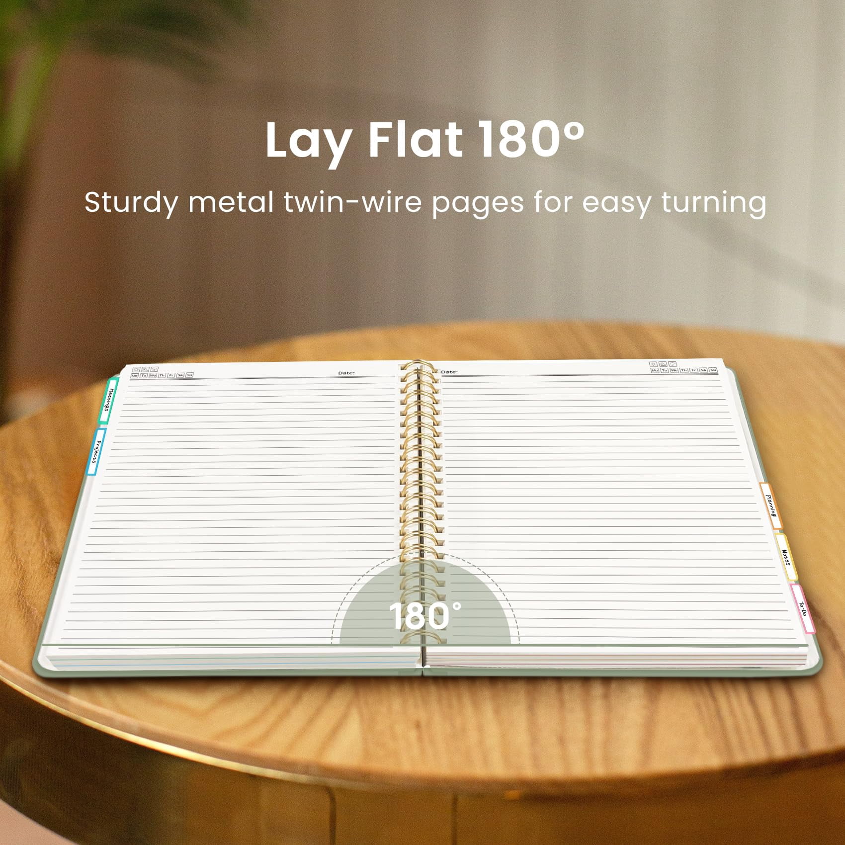 Hardcover Spiral Journal Notebooks For Work With Removable Dividers & Tabs  8.5"x11" 5 Subject Notebook Note Taking Organizer A4 College Ruled Lined Women Writing Green 280 Pages