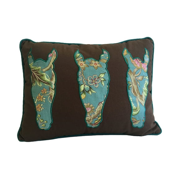 Jazz Three Horse Needlepoint Pillow, 12" x 16"