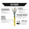 thumbnail image 2 of Voltive Cat6 Riser (CMR), 1000ft, Yellow - Solid Bare Copper Bulk Ethernet Cable - UTP - 600MHz - UL Certified & ETL Verified, 2 of 6
