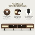 thumbnail image 5 of Bestier Rattan TV Stand for TVs up to 75", Mid Century Modern TV Stand with Sliding Doors, Entertainment Center for Living Room in Walnut, 5 of 10