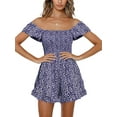 thumbnail image 2 of Sherrylily Women Floral Wide Leg Short Rompers Shirred Ruffle Sleeve Jumpsuit, 2 of 5