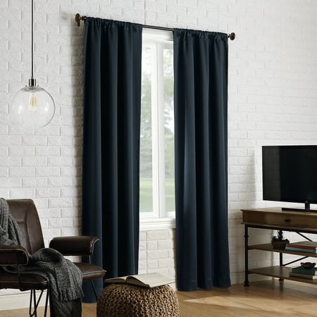 Sun Zero Avery 100 Blackout Rod Pocket Navy Blue Curtain Panel