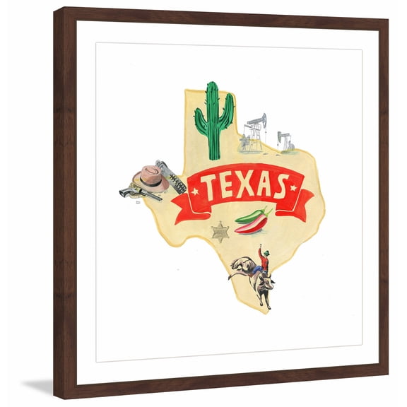"Bold Red Texas" Framed Painting Print