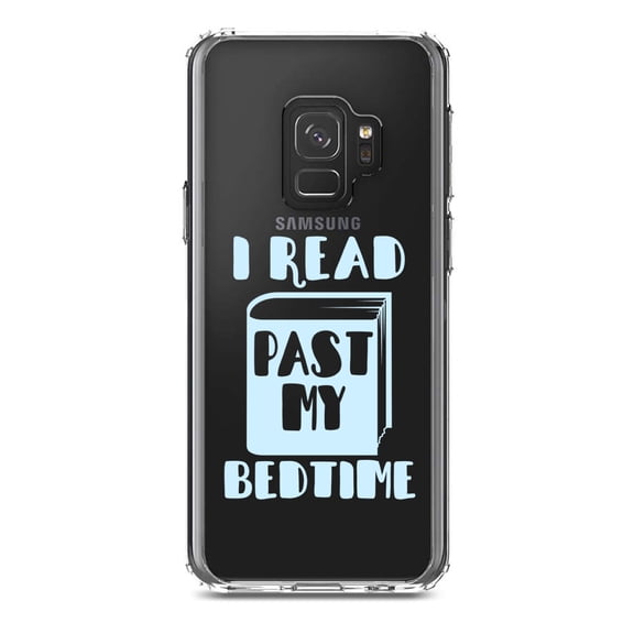 DistinctInk Clear Shockproof Hybrid Case for Samsung Galaxy S9 (5.8" Screen) - TPU Bumper Acrylic Back Tempered Glass Screen Protector - I Read Past My Bedtime