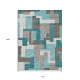 thumbnail image 3 of 9' X 12' Teal Blue Aqua And Beige Abstract Washable Indoor Outdoor Area Rug, 3 of 5