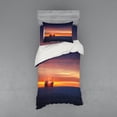 thumbnail image 1 of Ambesonne Nautical Bedding Set 3 Pcs, Sunrise over Sea Ship, Twin XL, Blue Orange, 1 of 3