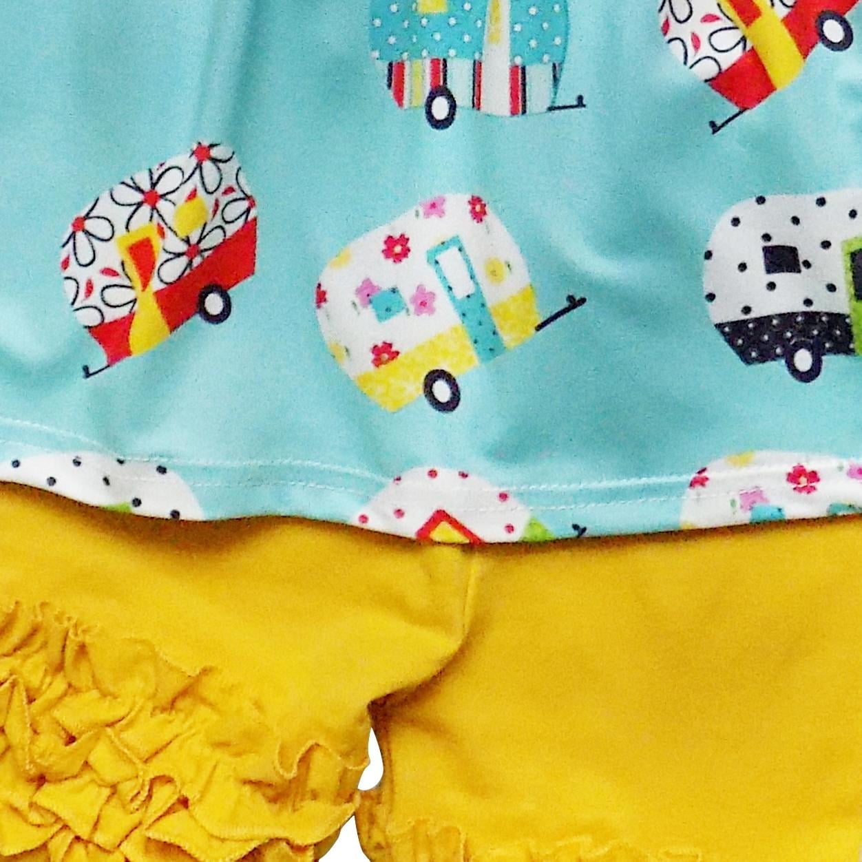 So Sydney Girls or Toddler Deluxe Novelty Ruffle Summer Boutique Shorts Outfit